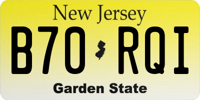 NJ license plate B70RQI
