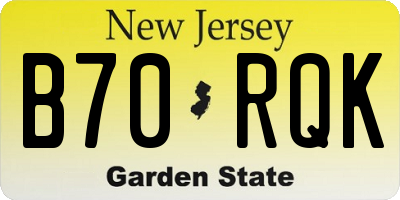 NJ license plate B70RQK