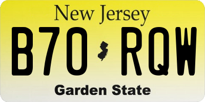 NJ license plate B70RQW