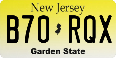 NJ license plate B70RQX