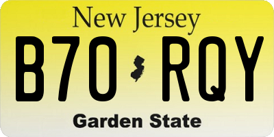 NJ license plate B70RQY