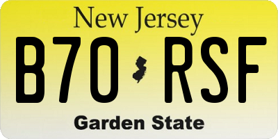 NJ license plate B70RSF
