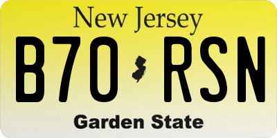 NJ license plate B70RSN