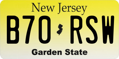 NJ license plate B70RSW