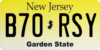 NJ license plate B70RSY
