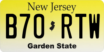 NJ license plate B70RTW