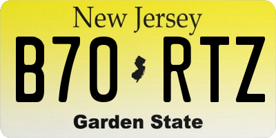 NJ license plate B70RTZ
