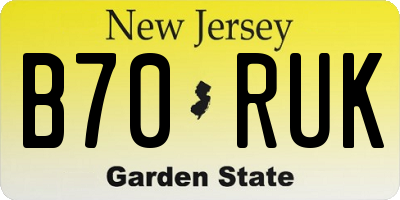 NJ license plate B70RUK