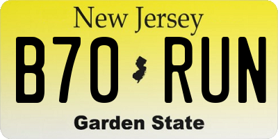 NJ license plate B70RUN