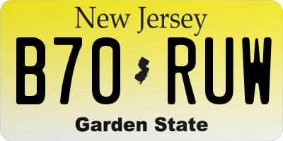 NJ license plate B70RUW