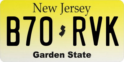 NJ license plate B70RVK