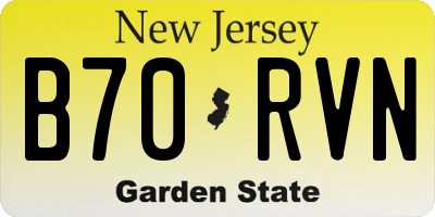 NJ license plate B70RVN