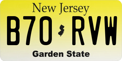 NJ license plate B70RVW