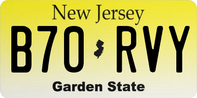 NJ license plate B70RVY