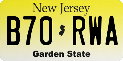 NJ license plate B70RWA
