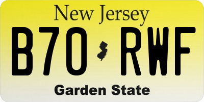 NJ license plate B70RWF