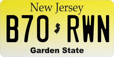 NJ license plate B70RWN