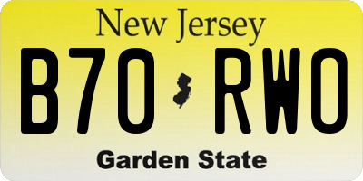 NJ license plate B70RWO