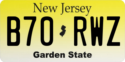 NJ license plate B70RWZ
