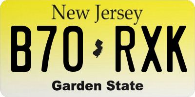 NJ license plate B70RXK