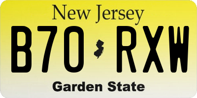 NJ license plate B70RXW