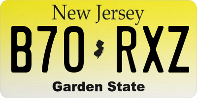 NJ license plate B70RXZ