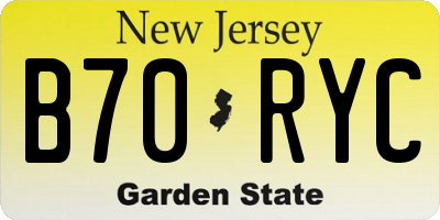 NJ license plate B70RYC