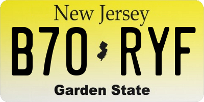 NJ license plate B70RYF
