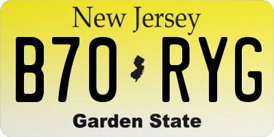 NJ license plate B70RYG