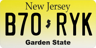 NJ license plate B70RYK