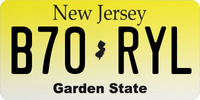 NJ license plate B70RYL