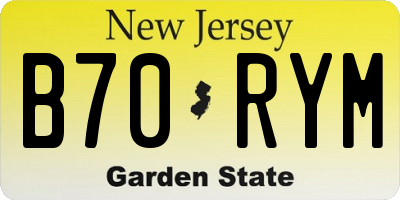 NJ license plate B70RYM
