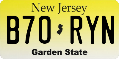 NJ license plate B70RYN