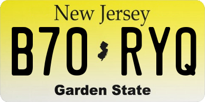 NJ license plate B70RYQ