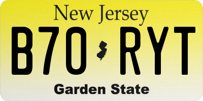 NJ license plate B70RYT