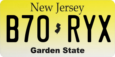 NJ license plate B70RYX