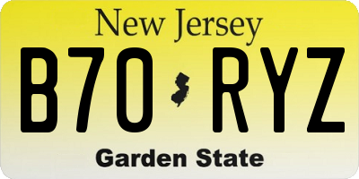NJ license plate B70RYZ