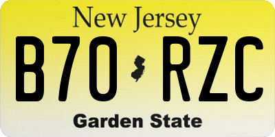 NJ license plate B70RZC