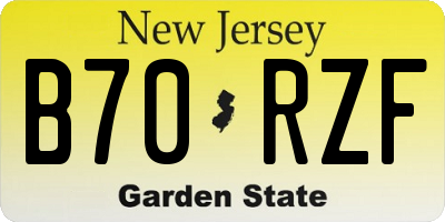 NJ license plate B70RZF