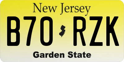 NJ license plate B70RZK