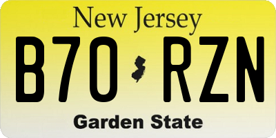 NJ license plate B70RZN