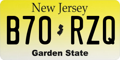 NJ license plate B70RZQ