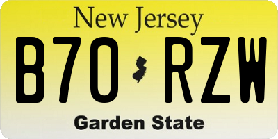 NJ license plate B70RZW
