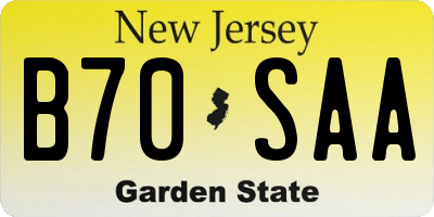 NJ license plate B70SAA