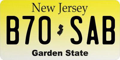NJ license plate B70SAB