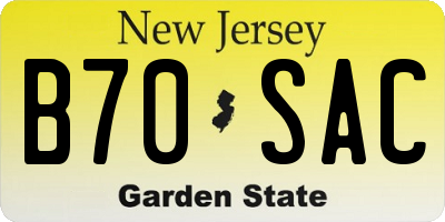 NJ license plate B70SAC