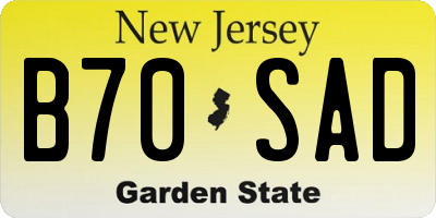 NJ license plate B70SAD