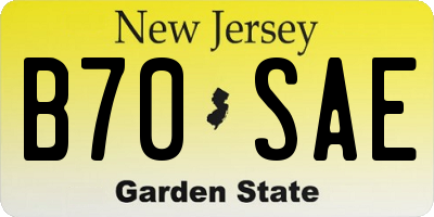 NJ license plate B70SAE