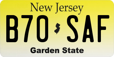 NJ license plate B70SAF