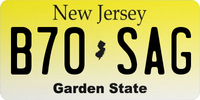 NJ license plate B70SAG